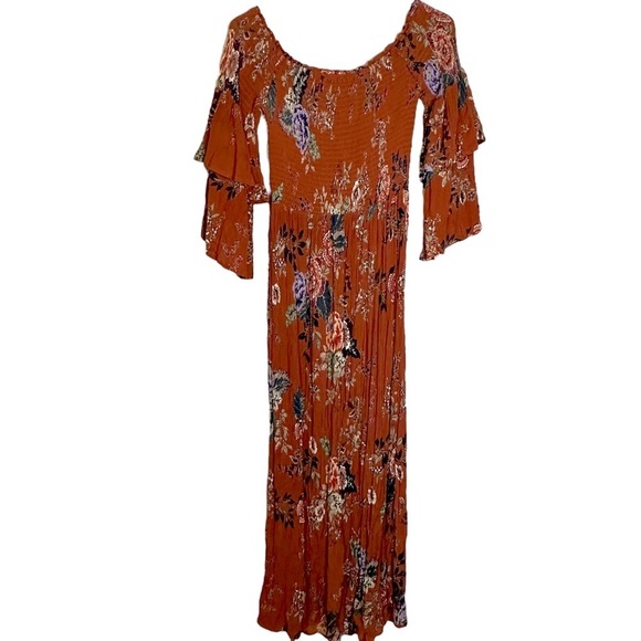 Altar’d State Merida Floral Smocked Off The Shoulder Maxi Dress Small #KA18432 - Picture 6 of 12